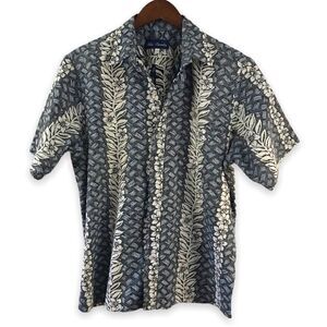 Blue Paradise mens blue print aloha shirt size L‎
